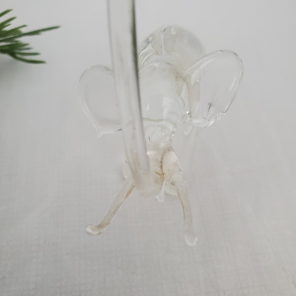 Elephant Trunk Up clear Glass Tusks Art - Picture 3 of 9